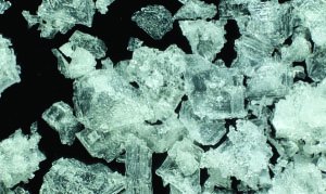 Crystals of sodium chloride, an ionic solid