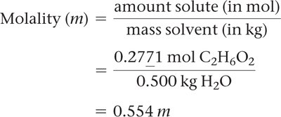 Calculation of molality for ethylene glycol solution