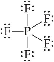 Lewis structure for PF5 showing expanded octet