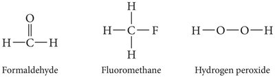 Formaldehyde, fluoromethane, hydrogen peroxide structures
