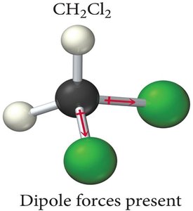 CH2Cl2 tetrahedral molecule, dipole forces present