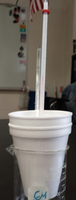 Photo of a coffee-cup calorimeter setup