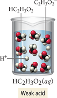 Weak acid (acetic acid) in solution