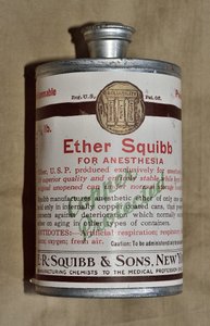 Vintage can of ether for anesthesia