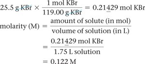 Worked example for calculating molarity
