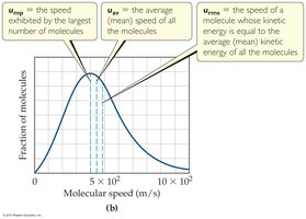 Graph showing different molecular speeds