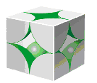 Space-filling model of a cubic unit cell