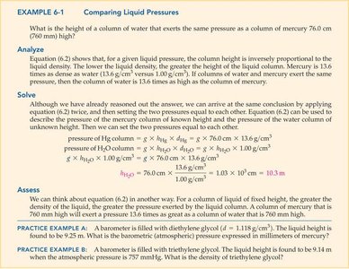 Worked example comparing liquid pressures