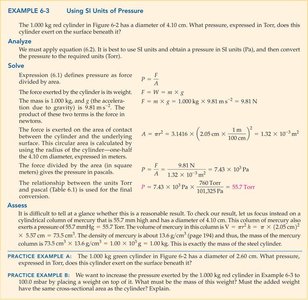 Worked example using SI units of pressure