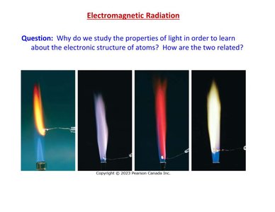 Flame tests showing different colors for different elements