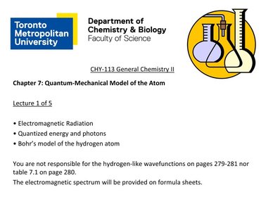 Lecture outline for Quantum-Mechanical Model of the Atom