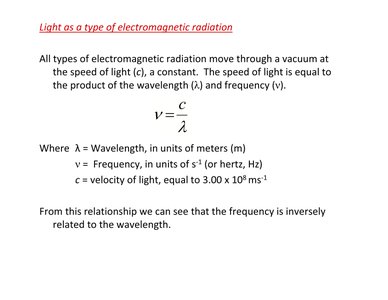 Formula relating speed, wavelength, and frequency
