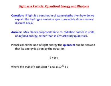 Planck's quantum theory and energy equation