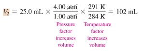 Combined gas law calculation for V2