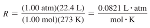 Calculation of the gas constant R