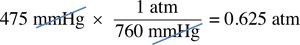 Pressure conversion calculation from mm Hg to atm