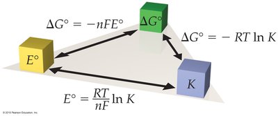 Relationship between E°, ΔG°, and K