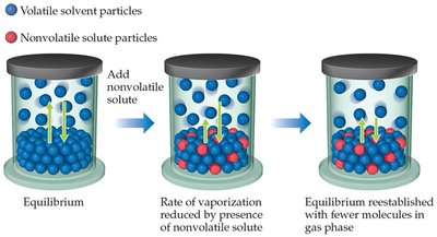 Vapor pressure lowering by nonvolatile solute
