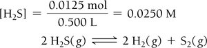 Calculation of initial concentration for H2S