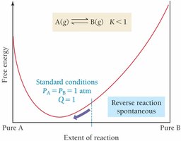 Free energy and equilibrium, K < 1
