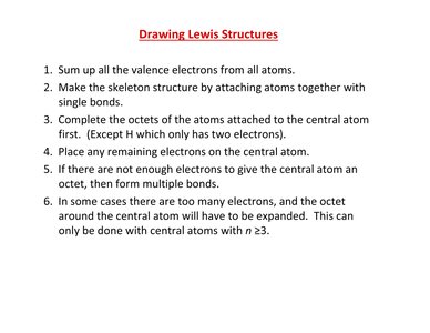 Steps for drawing Lewis structures