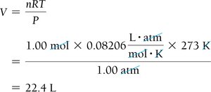 Calculation of molar volume at STP