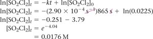Calculation for SO2Cl2 concentration after 865 s