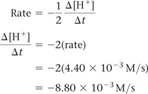 Rate calculation for H+
