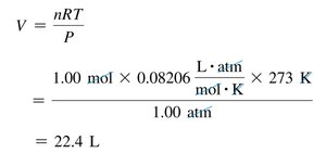 Calculation of molar volume at STP