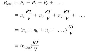 Dalton's Law of Partial Pressures equation