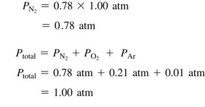 Partial pressure calculation for nitrogen in air