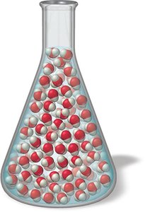 Liquid water in a flask