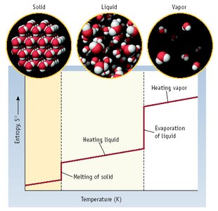 Entropy increases with temperature and phase changes
