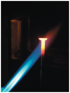 Glowing metal demonstrating blackbody radiation