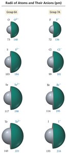 Radii of atoms and their anions
