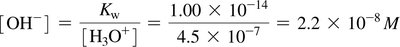 Calculation of OH- concentration from H3O+