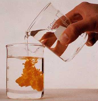 Formation of a precipitate in a beaker