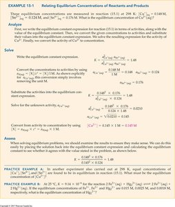 Example calculation of equilibrium concentrations
