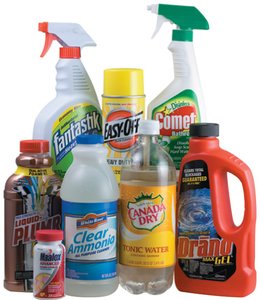 Household cleansers containing bases