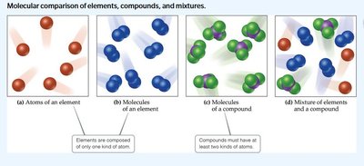 Molecular comparison of elements, compounds, mixtures