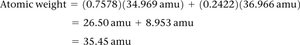 Atomic weight calculation for chlorine