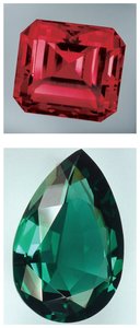 Ruby and emerald gemstones