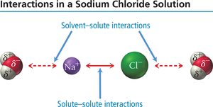 Interactions in a sodium chloride solution