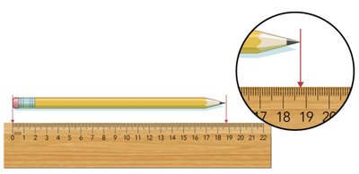 Measuring a pencil with a ruler