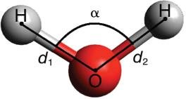 Bond length and bond angle in water