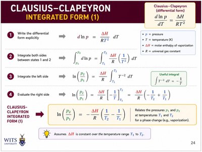 Clausius-Clapeyron equation integrated form