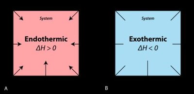 Endothermic and exothermic process diagram