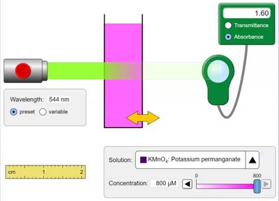 Spectrophotometer setup for Beer-Lambert Law