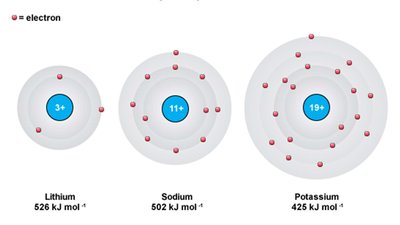 Atomic radius trend down a group