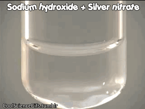 Precipitation of silver hydroxide when sodium hydroxide is mixed with silver nitrate